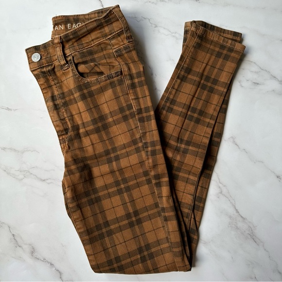 American Eagle Outfitters Orange Plaid Jeggings - Picture 4 of 11